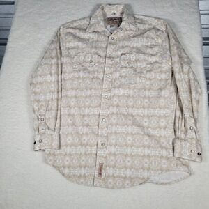 Rafter C Western Shirt Mens XL Tan White Geometric ProFlex 45 RC22307115